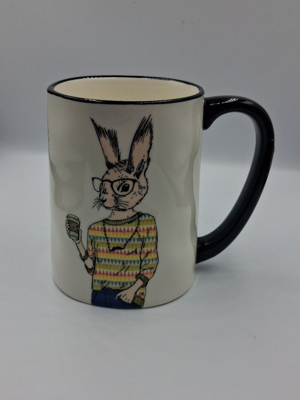 Animal Hipster Bunny Rabbit Coffee Stoneware Mug Signature Housewares